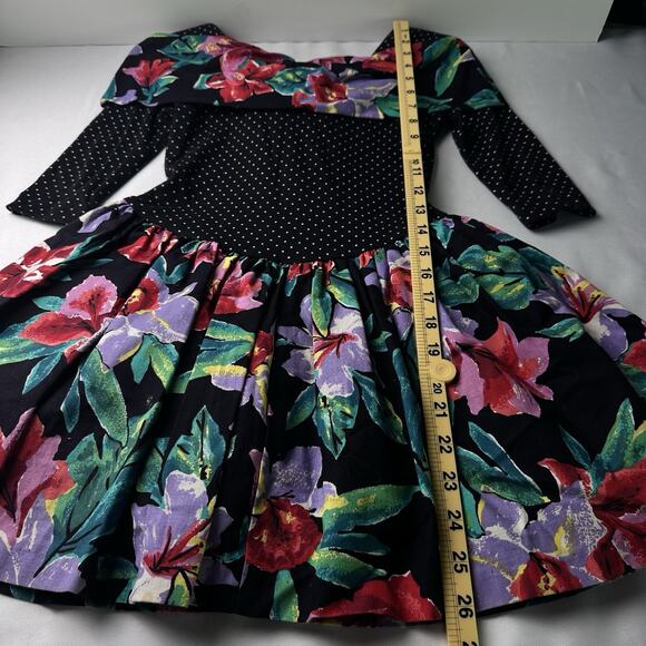 Amy Too! Girl’s Size 7 3/4 Sleeve Dress In Polka Dot Floral Skirt With Tulle. - Picture 10 of 14
